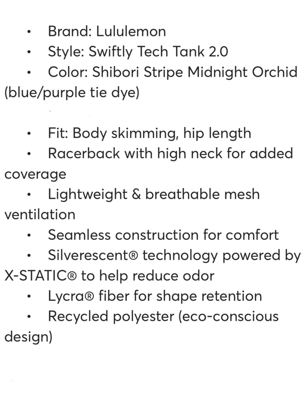 LULULEMON Swiftly Tech 2.0 Racerback Tank Shibori Stripe Midnight Orchid Tie Dye - Picture 9 of 9